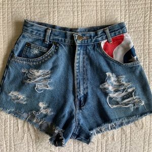 High waisted American denim shorts